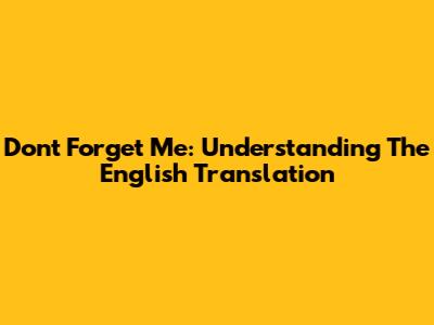 Don't Forget Me: Understanding The English Translation