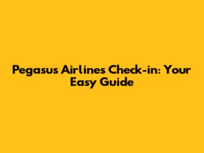 Pegasus Airlines Check-in: Your Easy Guide