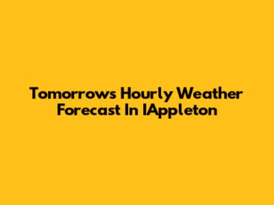 Tomorrow's Hourly Weather Forecast In IAppleton